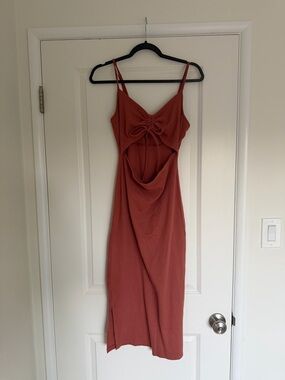 Roxy Women’s Rust Cutout Tie-Front Midi Dress